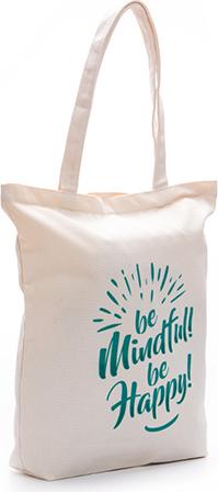 Túi Vải Canvas Be mindful Be happy - The Happy Bag (Có dây kéo)