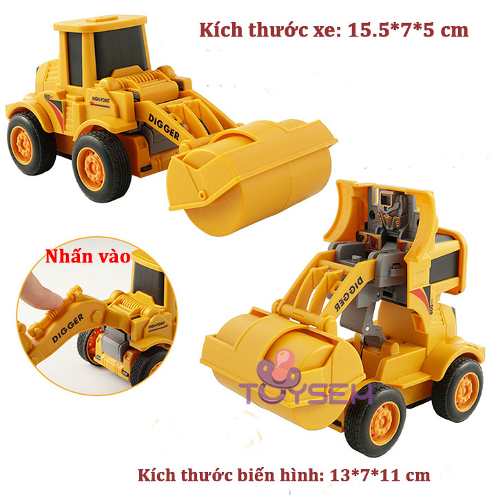 Xe đồ chơi xúc đất biến hình robot chạy bằng trớn cho bé 3 tuổi - Quà tặng sinh nhật cho trẻ