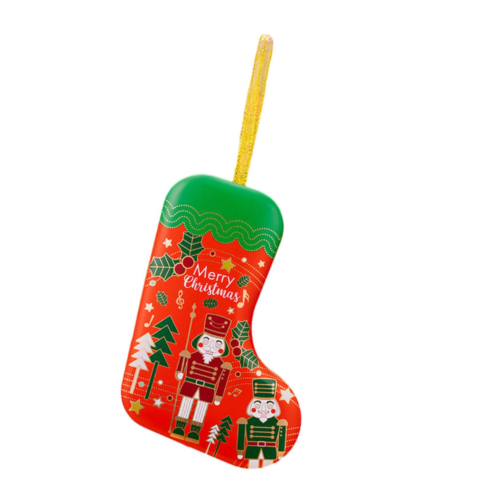 Christmas Tin Box Hanging Gift Box Unique Snack Container Cookie Tin Jar Treat Box for Christmas Tree Festival Party Supplies