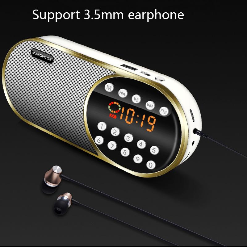 Di động Mini FM Radio Wireless Bluetooth 5.0 Loa TF \ USB \ LED flashling Chức năng hỗ trợ 3,5mm Máy nghe nhạc mp3 Color: Gold