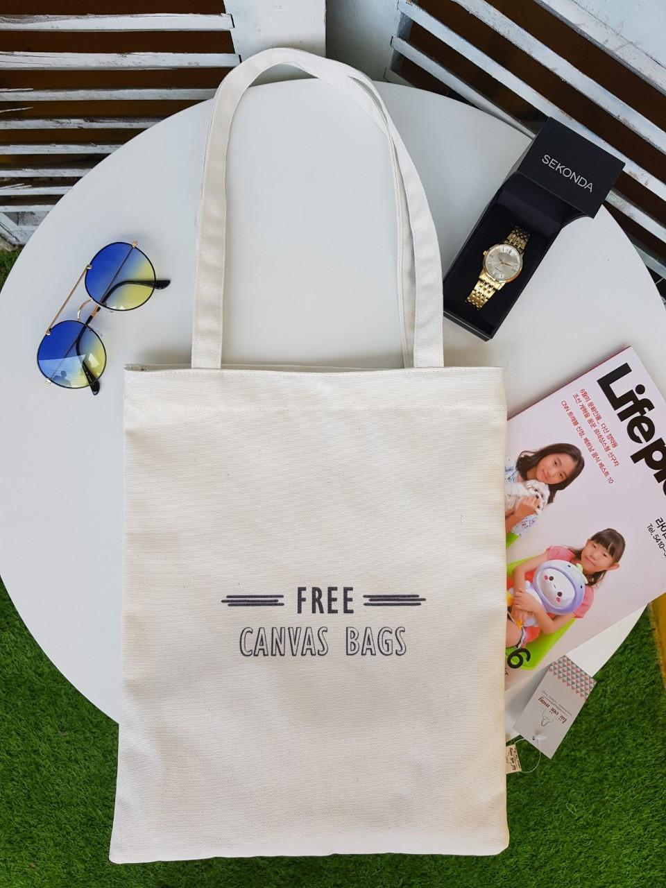 Túi tote vải canvas in chữ free canvas bags