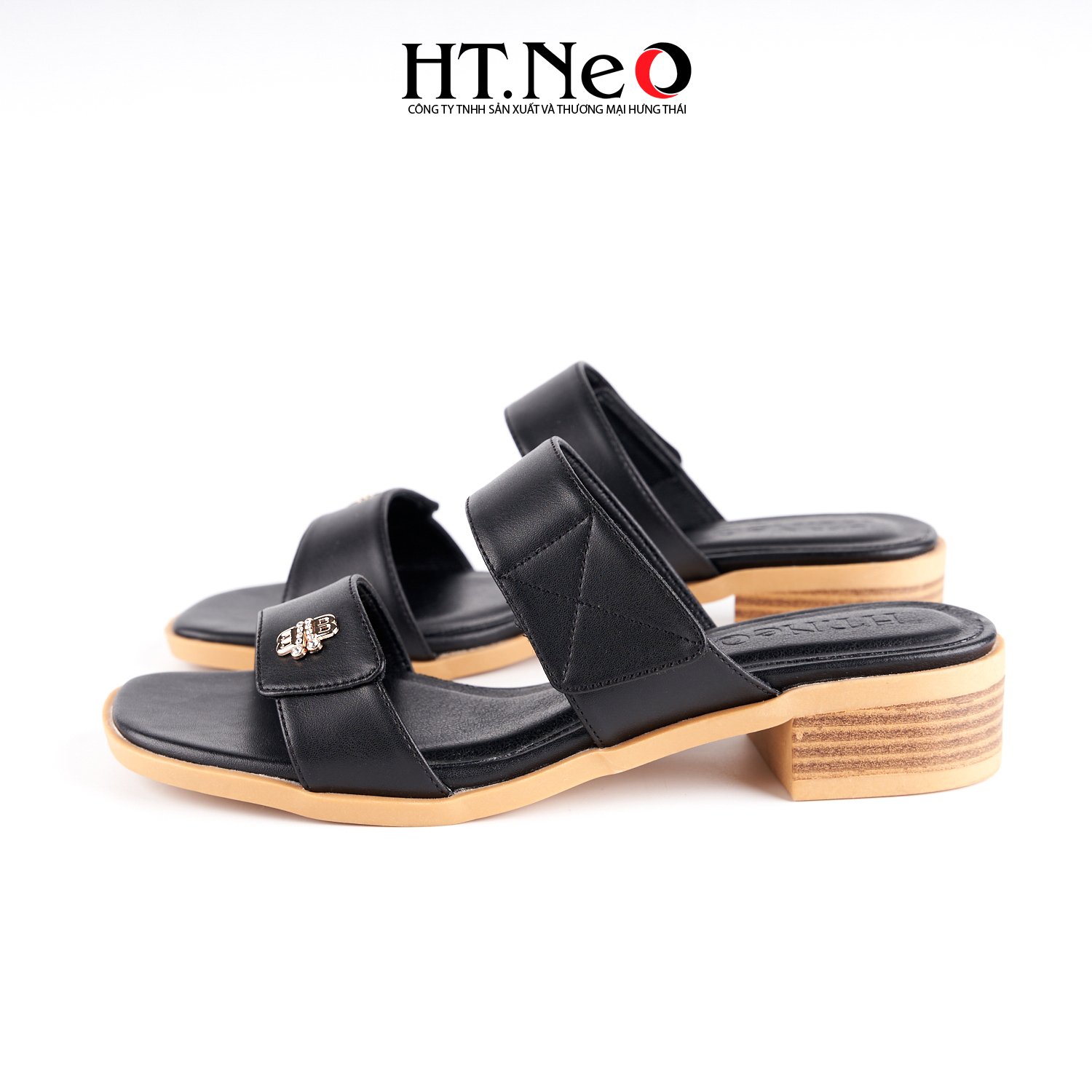 Sandal nữ, dép nữ 3p gót trụ chất liệu da khuy bướm SDN172