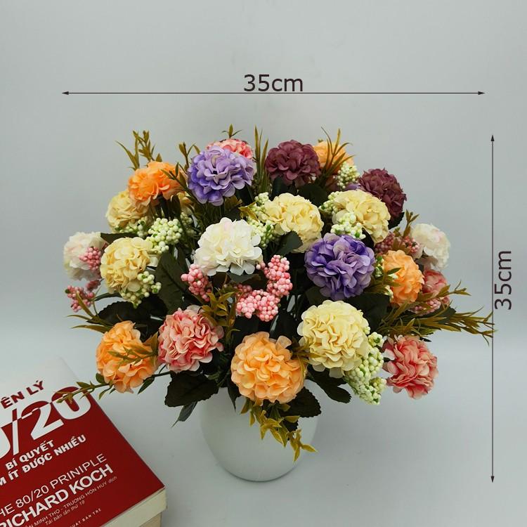 Bình hoa luạ trang trí phòng khách, hoa giả để bàn Cẩm Tú Cầu mini
