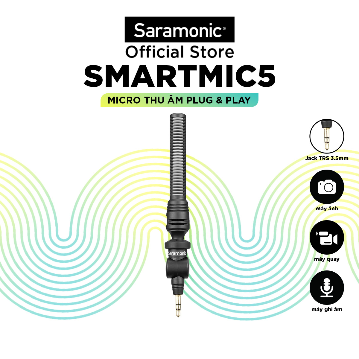 Micro Thu Âm Không Dây SmartMic5 Cho Máy Ảnh - Livestream/ Phỏng Vấn/ Quay Video - Hành Chính Hãng