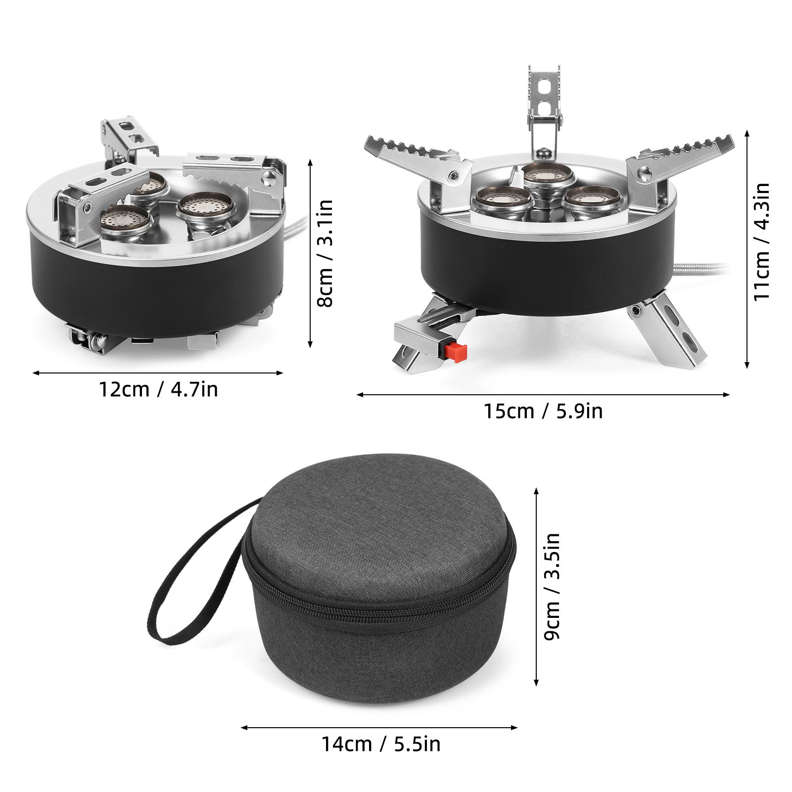 6800W Camping Gas Stove Folding 3 Burners Piezo Ignition Backpacking Stove Outdoor Cooking Stove Furnace for Camping Hiking Picnic Emergency