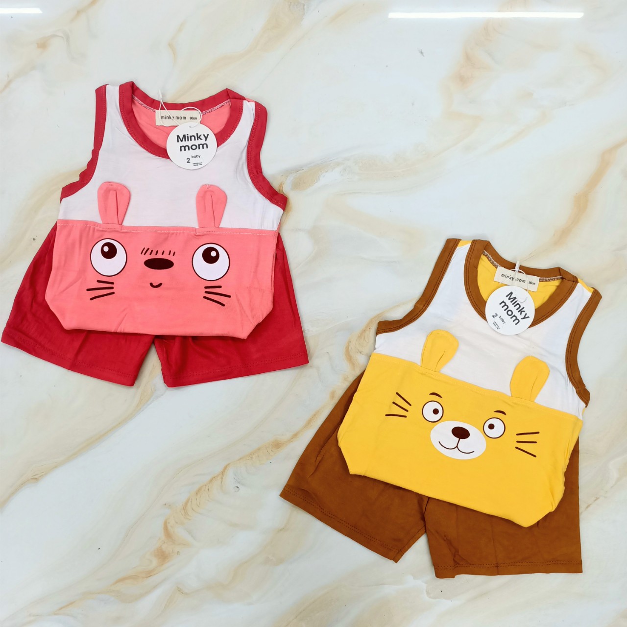 Bộ ba lỗ THUN LẠNH MINKY MOM In Hình Toàn Thân Dễ Thương Cho Bé từ 6kg - 16kg