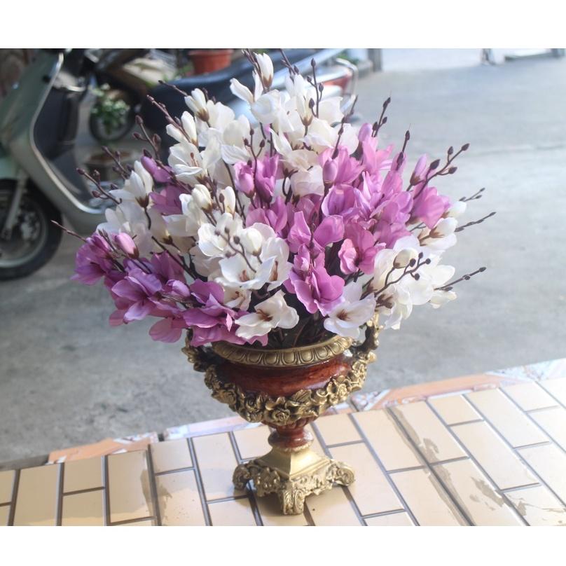 Bình cắm hoa Lư Hương màu nâu gỗ sang trọng- Chất liệu composite-không kèm hoa