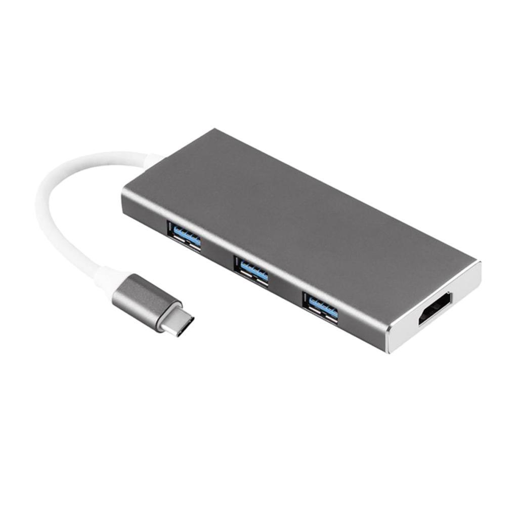 7 in 1 Type C Mult-Port USB Hub Adapter with TF Card Reader Gray