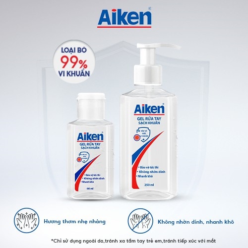 Aiken Combo 2 Gel rửa tay Sạch khuẩn 100ml/chai