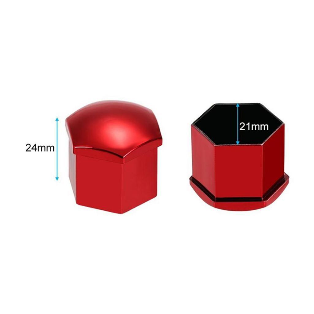 Set of 40, Deep Wheel Lug Nut Bolt Center Cover Auto Hub Tyre Screw Cap Protector, Red