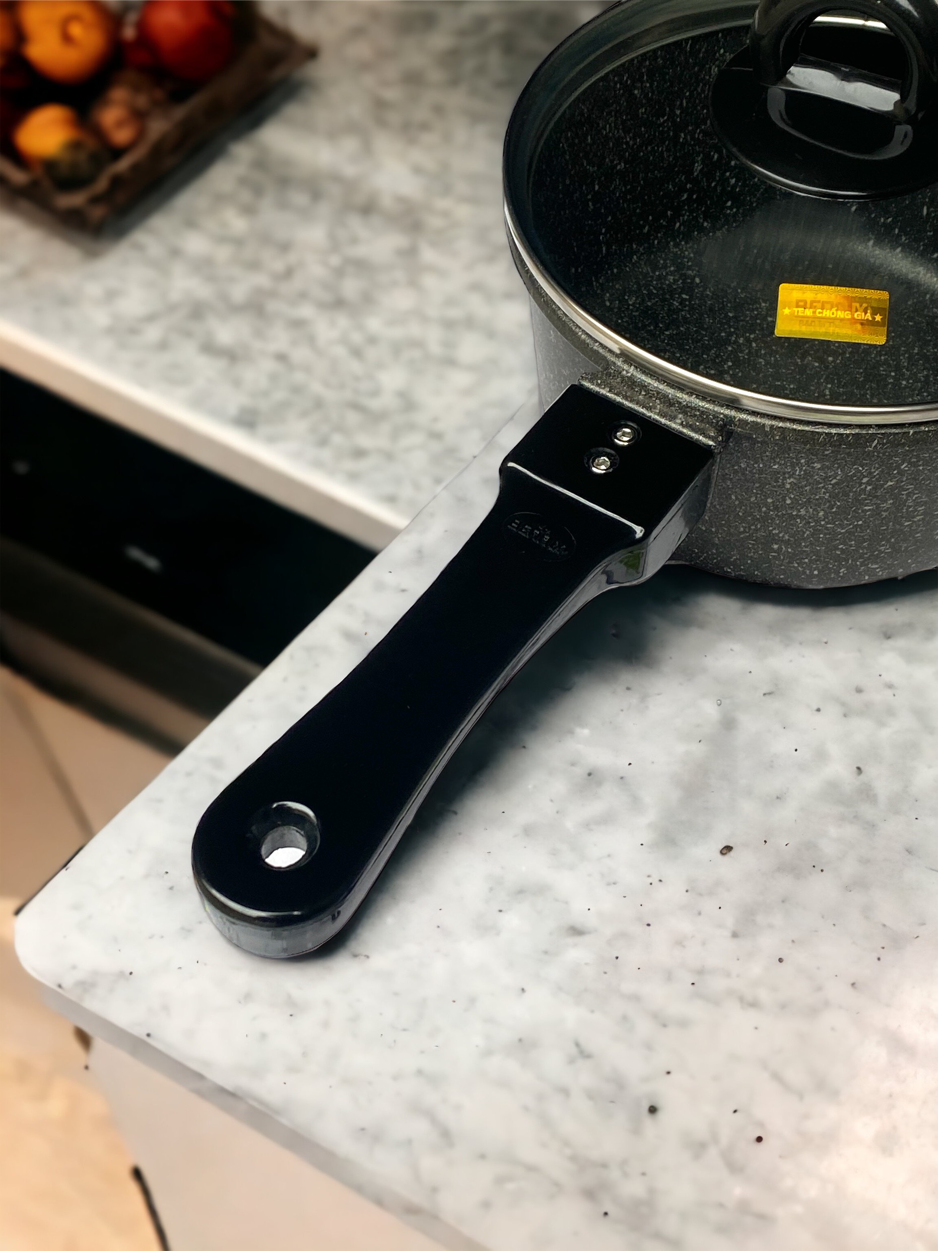 Quánh Đá Đáy Từ Bennix Terra, Nồi Đá Từ Cán Dài Chống Dính Size 16cm- Hàng Chính Hãng
