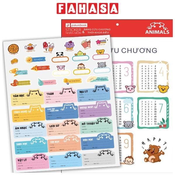 Bộ 15 Nhãn Tên Môn Học Kèm 20 Sticker Animals - futurebook N640