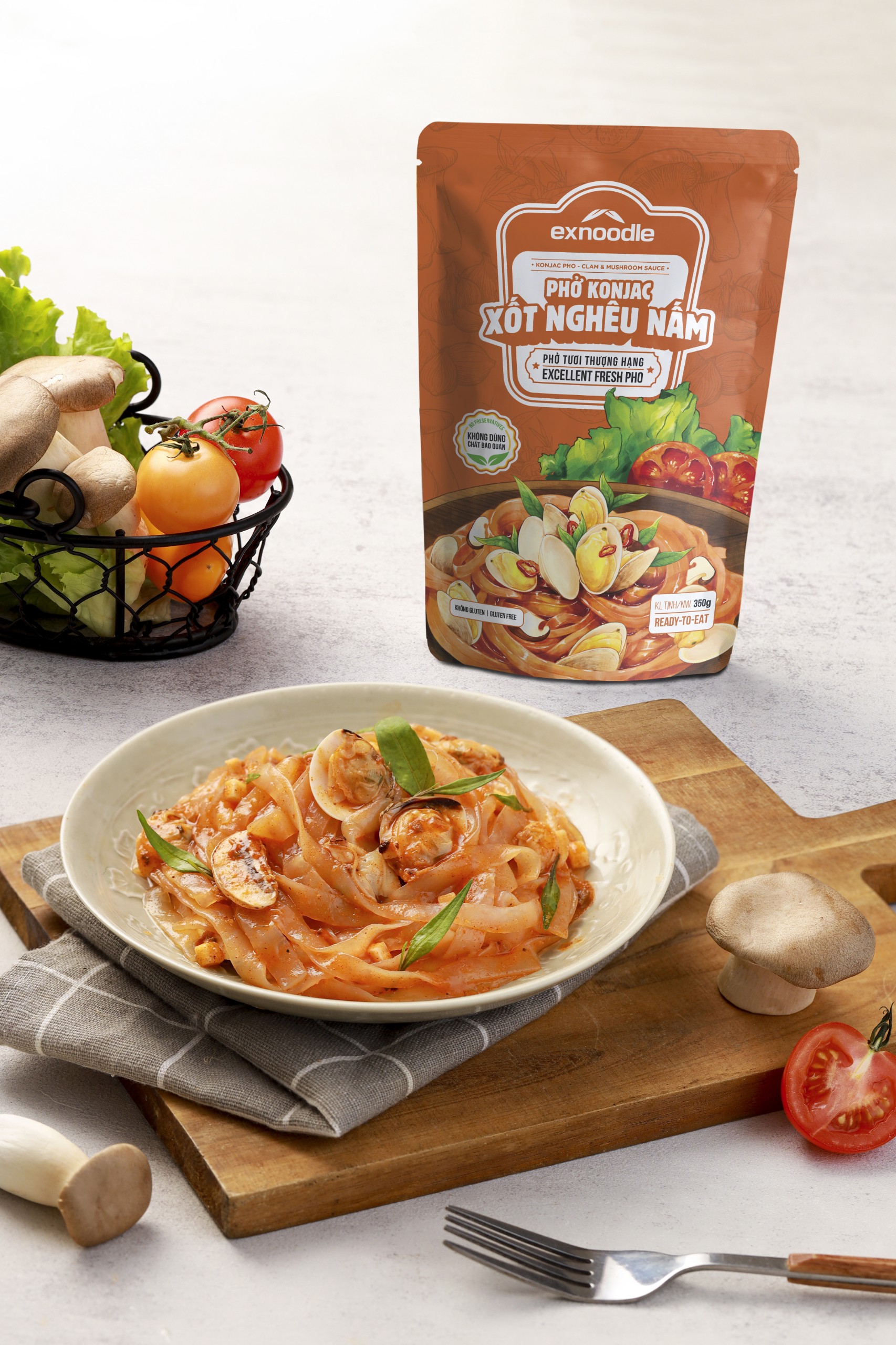 Combo 3 vị Phở konjac trộn xốt-Phở tươi thượng hạng Exnoodle, ít calorie,giàu xơ,không chất bảo quản, sd trực tiếp