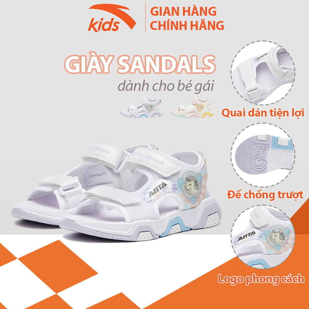 Sandals thời trang thể thao bé gái Anta Kids siêu nhẹ, quai dán tiện lợi, thoáng khí W322329971