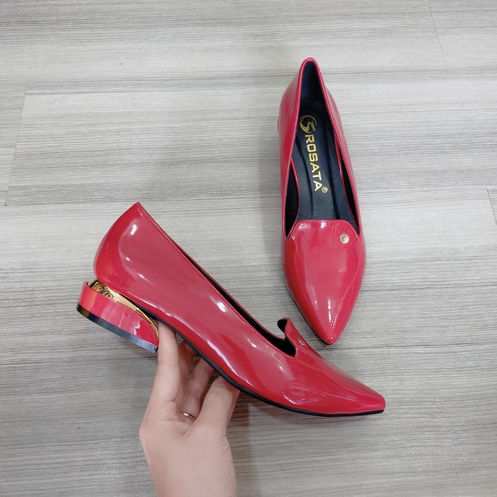 Giày búp bê nữ, da bóng cao cấp ROSATA RO358 - Đen, Đỏ - HÀNG VIỆT NAM - BKSTORE