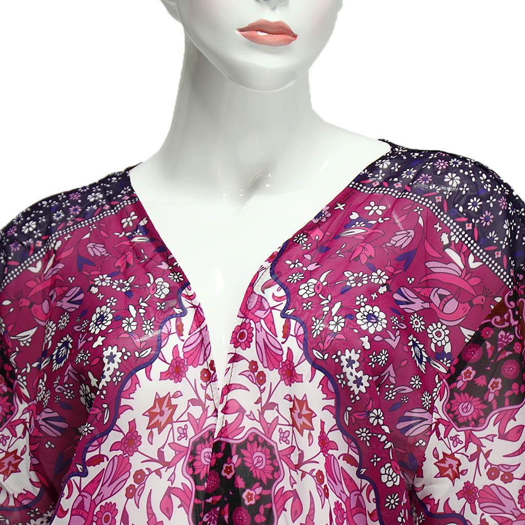 Purple Flower Fashion Flower Printing Chiffon Cardigan Coat Beach Cover UP