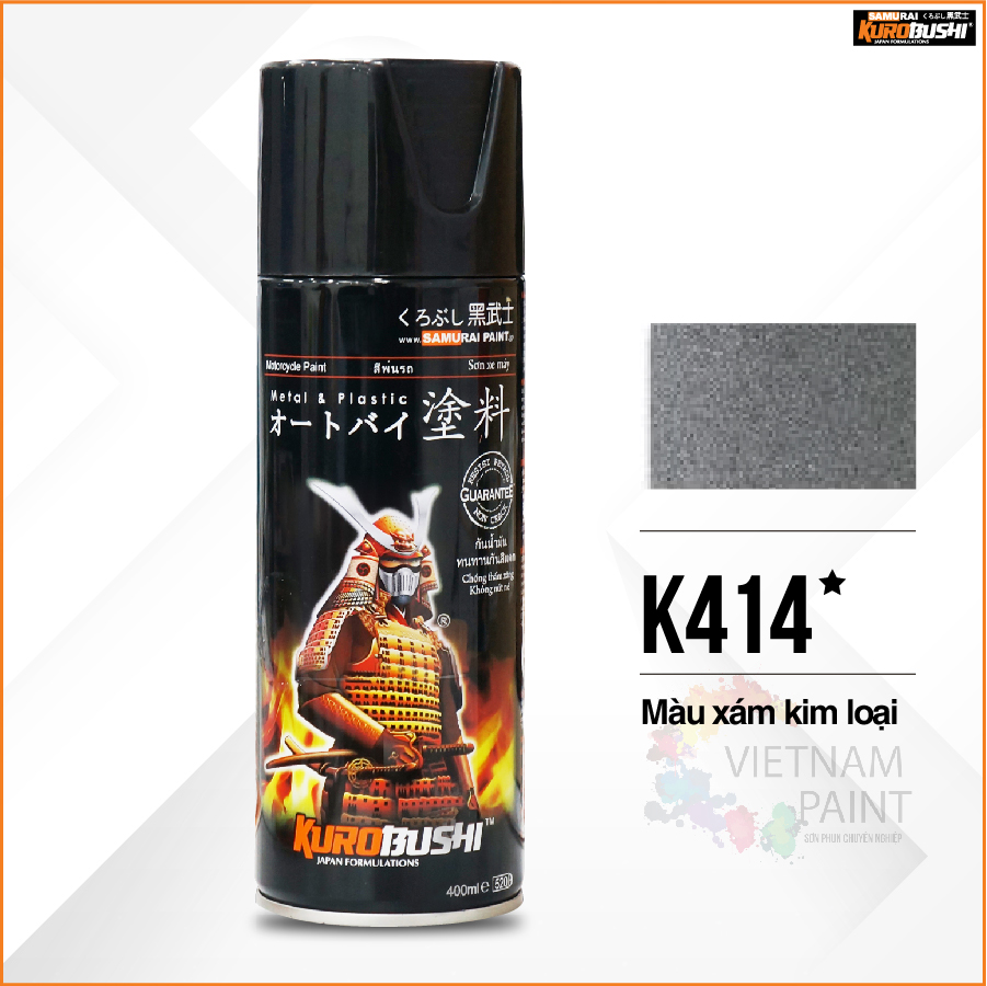 Sơn xịt Samurai Kurobushi - MÀU XÁM KIM LOẠI Kawasaki K414 (400ml)