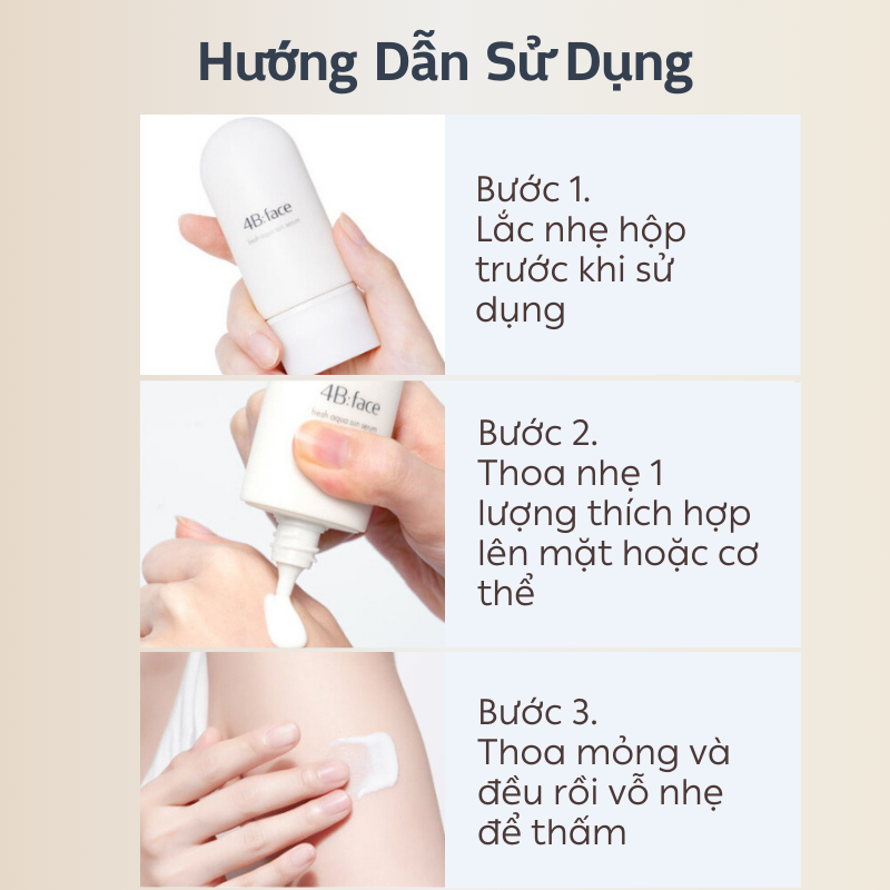 Tinh chất chống nắng dưỡng ẩm 4B:Face Fresh Aqua Sun Serum SPF50+ PA++++ 40ml 4bface