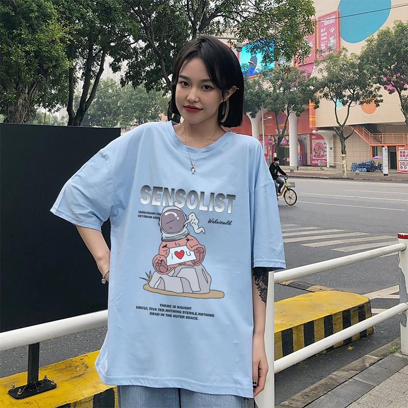 Hình ảnh Áo phông nam nữ unisex form rộng tay lỡ thun teen cổ tròn oversize cotton giá rẻ basic đen trắng tee pull SENSOLIST