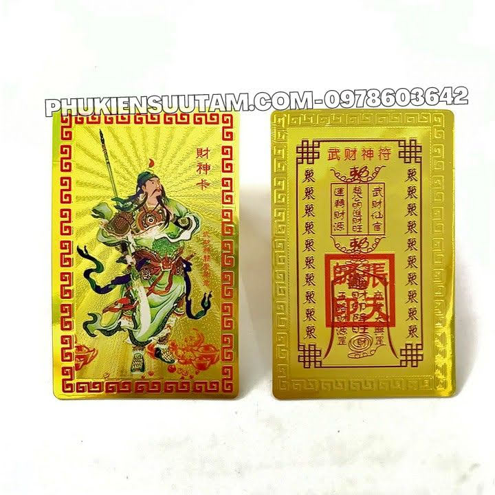 Thẻ Kim Bài Quan Vũ Quan Công, kích thước: 8.3cmx5.3cmx0.2cm, màu: vàng - SP005737