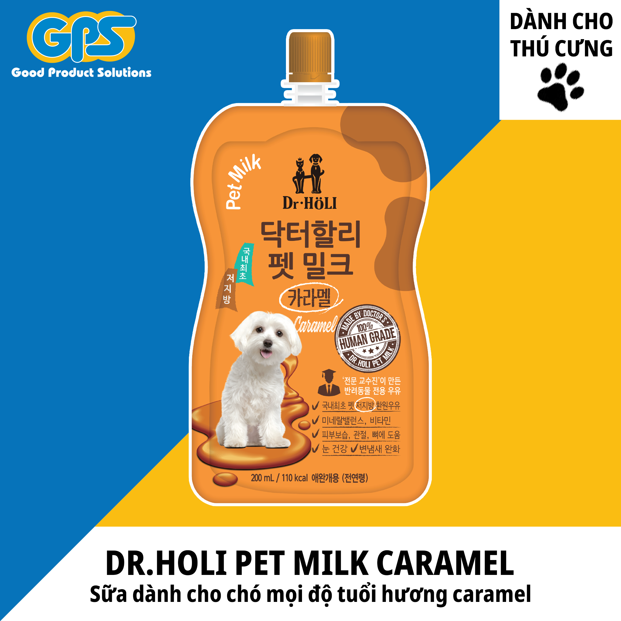 SỮA TƯƠI DINH DƯỠNG CHO CHÓ HƯƠNG CARAMEL DR.HOLI PET MILK CARAMEL 200ML