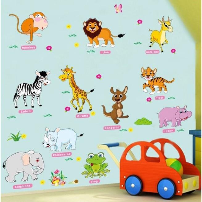 Decal dán tường chi tiết hình các Con Vật cho bé - Tranh dán tường cho bé