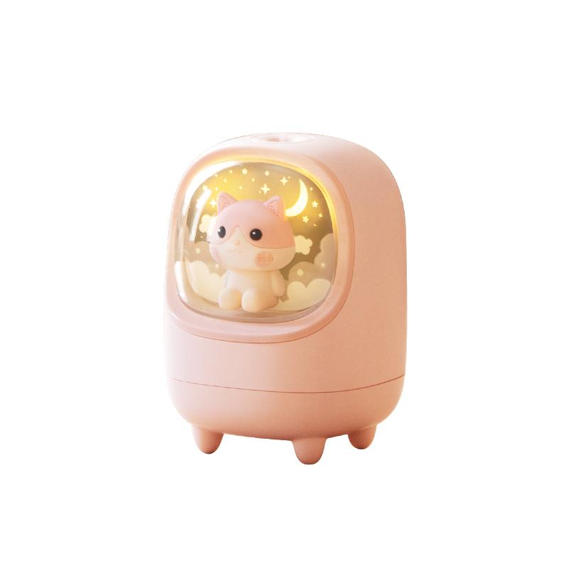 350Ml Hoạt Hình Không Dây Máy Tạo Độ Ẩm Không Khí Sạc USB Mini Di Động Xông Tinh Dầu Phun Sương Tạo Máy Khuếch Tán Tinh Dầu Lộc Lãng Mạn Ấm Đèn