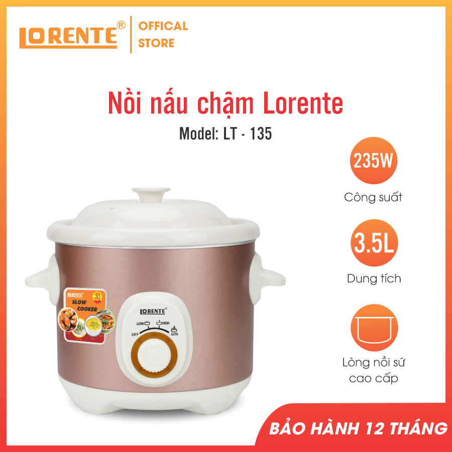 Nồi nấu chậm đa năng 3,5L cao cấp Lorente LT-135 - Hàng Chính Hãng