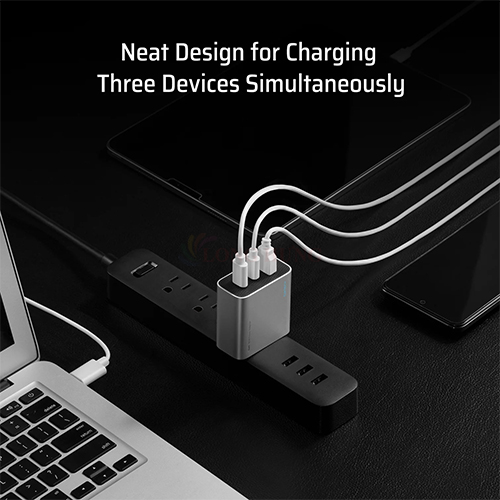 Cốc sạc Cuktech GaN 1USB 2Type-C 65W PD3.0 AD653N - Hàng chính hãng