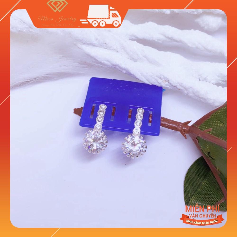 BÔNG TAI BẠC TA - BÔNG TAI ĐÁ TRÒN SANG CHẢNH