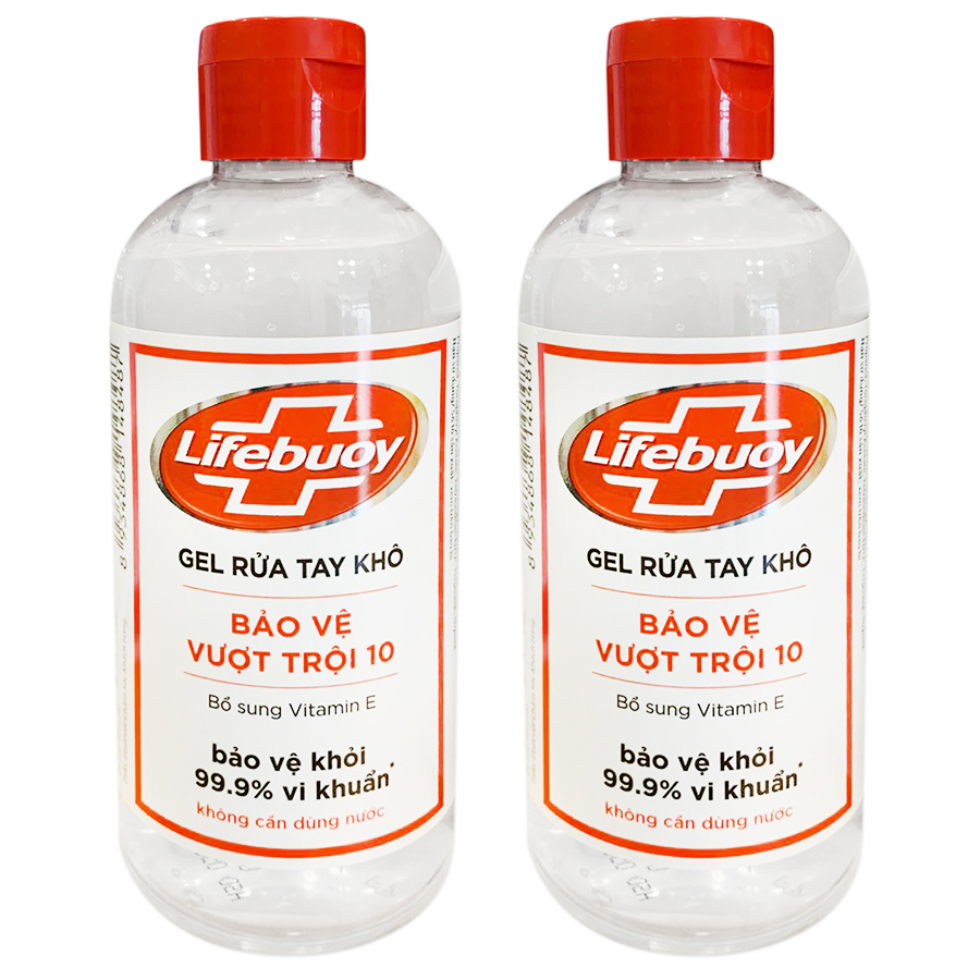 Combo 2 Chai Gel Rửa Tay Khô Sạch Siêu Nhanh Lifebuoy Bảo Vệ Vượt Trội 10 (Chai Nắp 235ml x 2)