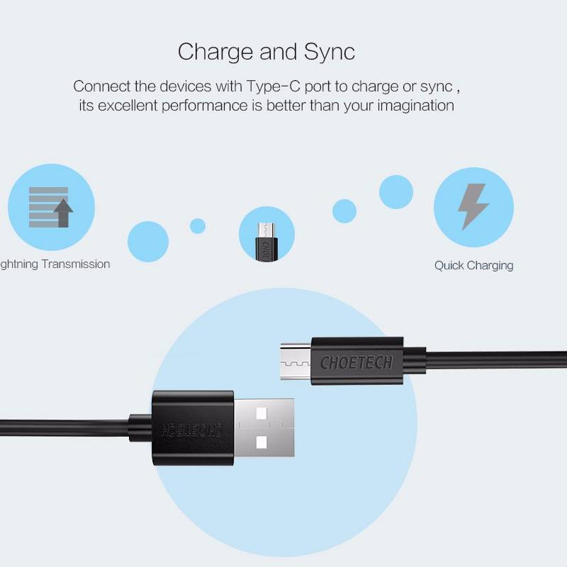 Dây cáp sạc Type-C dài 50cm hiệu CHOETECH AC001 hỗ trợ sạc nhanh cho điện thoại / Macbook - Hàng chính hãng