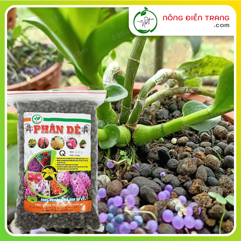 Phân Dê Hải An Khang đã xử lý - Túi 1kg - Phân Hữu Cơ Chuyên dùng cho lan, cây cảnh, tốt cho mọi cây trồng VTNN Nông Điền Trang