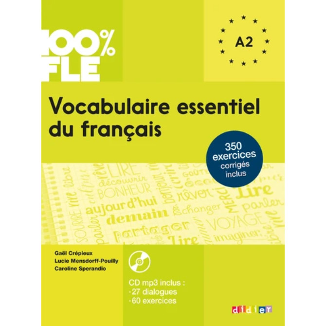 Sách học tiếng Pháp 100 Fle - Vocabulaire Essentiel Du Franais A2 Livre  Cd - Từ Vựng Thiết Yếu A2 Kèm Cd