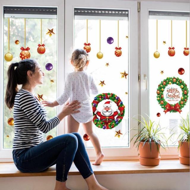 Decal trang trí noel vòng nguyệt quế ấn tượng