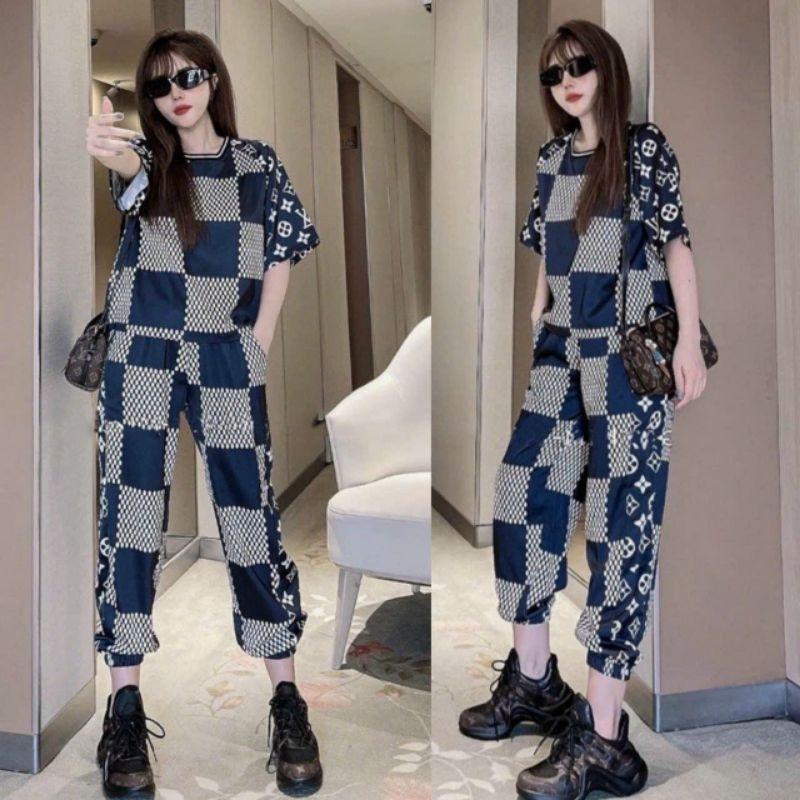 Mẫu đồ bộ nữ bigsize quần dài bo gấu áo form rộng thun lạnh in họa tiết 3D cao cấp, bộ đồ thể thao đi chơi mặc nhà xinh