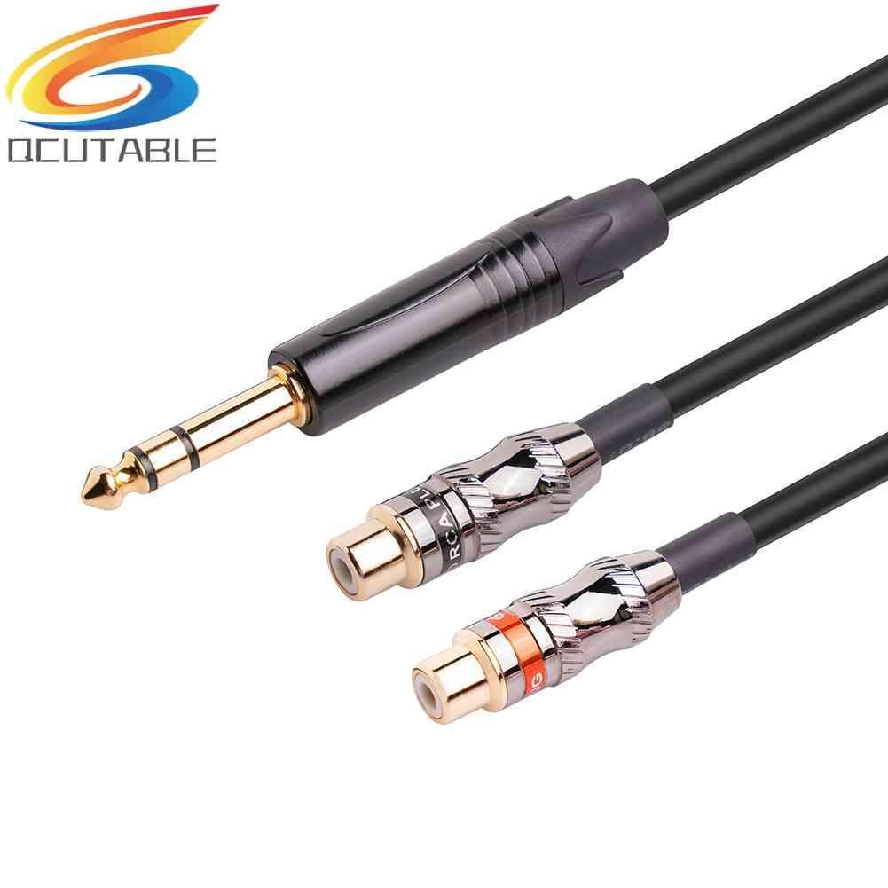 Cáp Chia Audio 6.35mm ĐầU CắM Sang Lỗ CắM 2RCA Mạ VàNg 24k