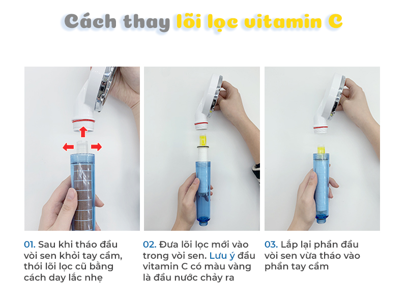 Vòi Sen Lọc Nước Vitamin C Waterwel CVS550 (White) Hàn Quốc - Vòi sen tăng áp lực nước - Lọc nước bằng Vitamin C - Hương chanh tự nhiên - Hàng nhập khẩu