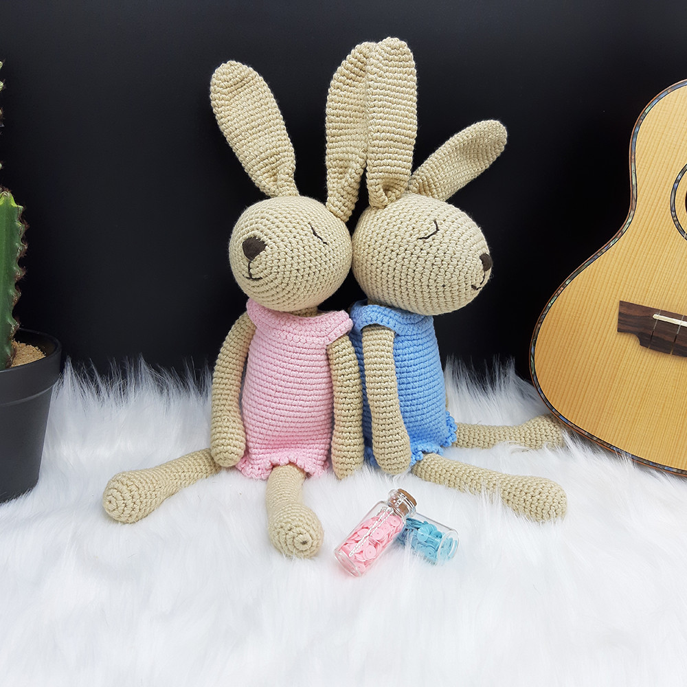 Gấu bông móc len Amigurumi cao cấp - Thỏ Amanda, quà tặng thú bông hình thỏ