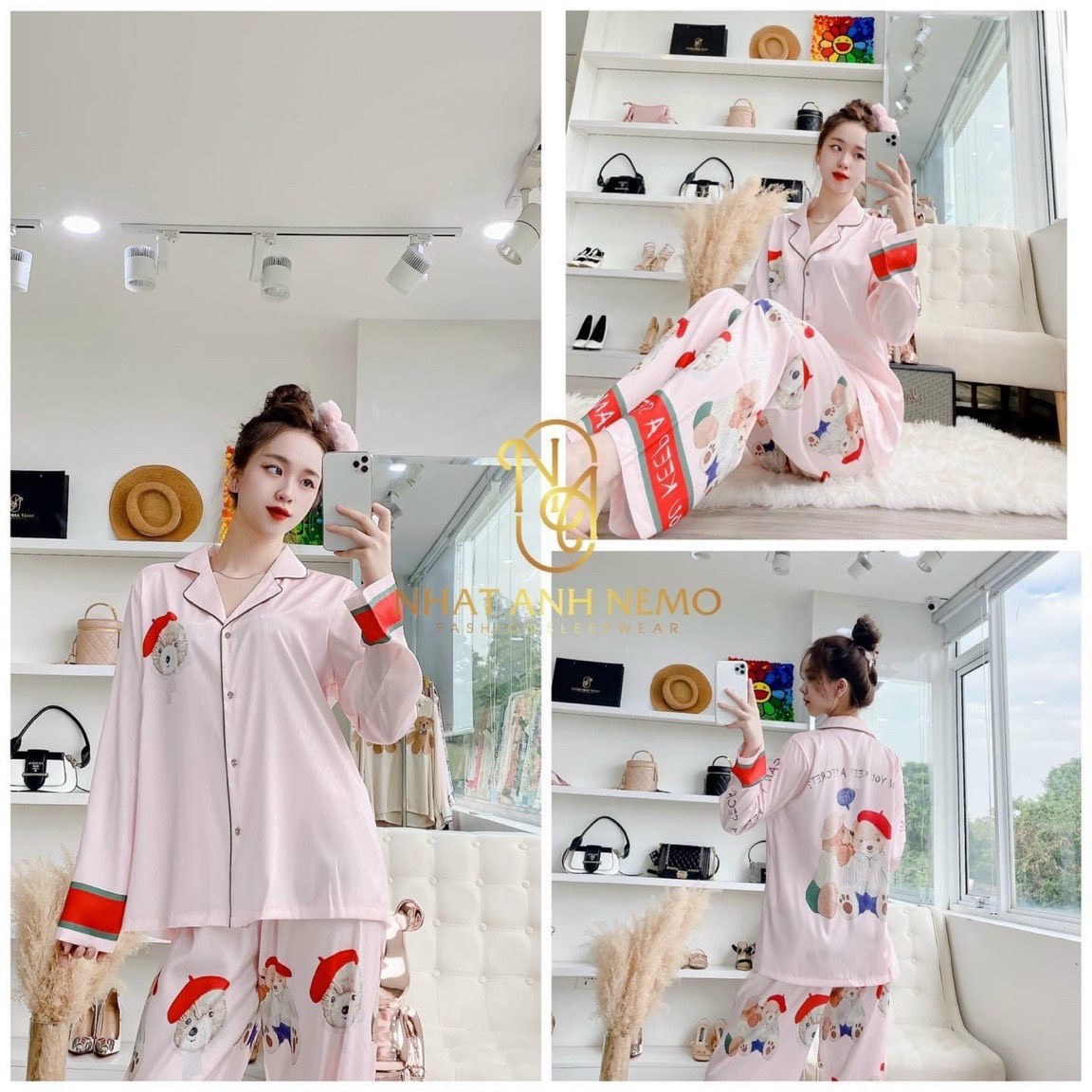 Bộ Pyjama QC siêu hot cổ vét độc lạ sang chảnh
