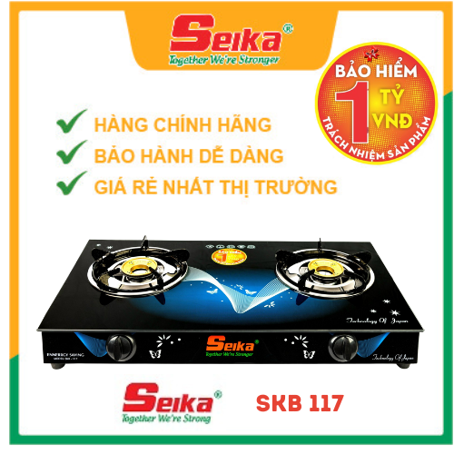 Hình ảnh Tặng nước rửa chén Chie! 1.5L khi mua Bếp Gas Đôi Mặt Kính Seika Sen Nhôm SKB117 - Hàng Chính Hãng