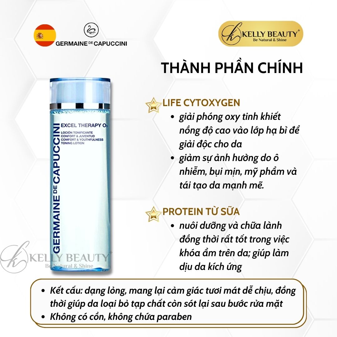 Lotion Oxy Cân Bằng Độ pH và Thanh Lọc Da Germaine ET O2 Comfort &amp; Youthfulness Toning Lotion | Kelly Beauty