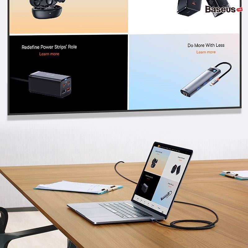 Cáp chuyển Type C sang HDMI siêu nét Baseus High Definition Series Graphene (Type-C to HDMI 4K/60Hz Adapter Cable) WKGQ010101- Hàng chính hãng