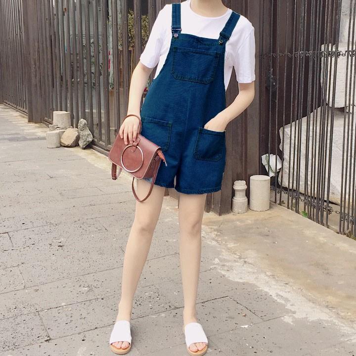 Quần yếm Jean Phong Cách Ulzzang- Hàng có sẵn