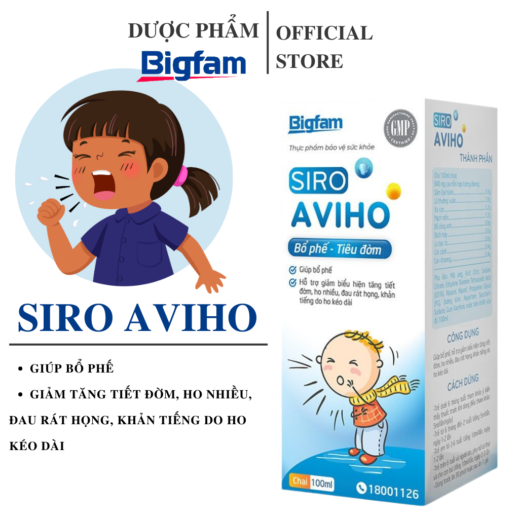 Combo 3 Hộp Siro Avio Bigfam giảm ho, tiêu đờm