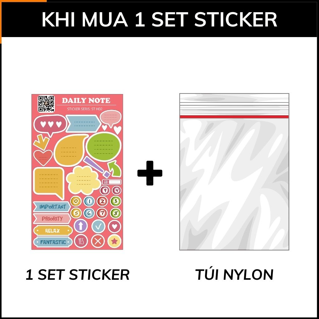 Sticker Daily Note ST H02 chống thấm xước dán trên mọi bề mặt dễ dàng gỡ bỏ không để lại keo phụ kiện huỳnh tân store