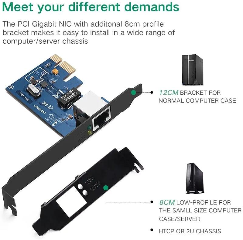 Ugreen UG30771US230TK card mạng PCI-e 1x Gigabit 10 100 1000 Mbps - HÀNG CHÍNH HÃNG