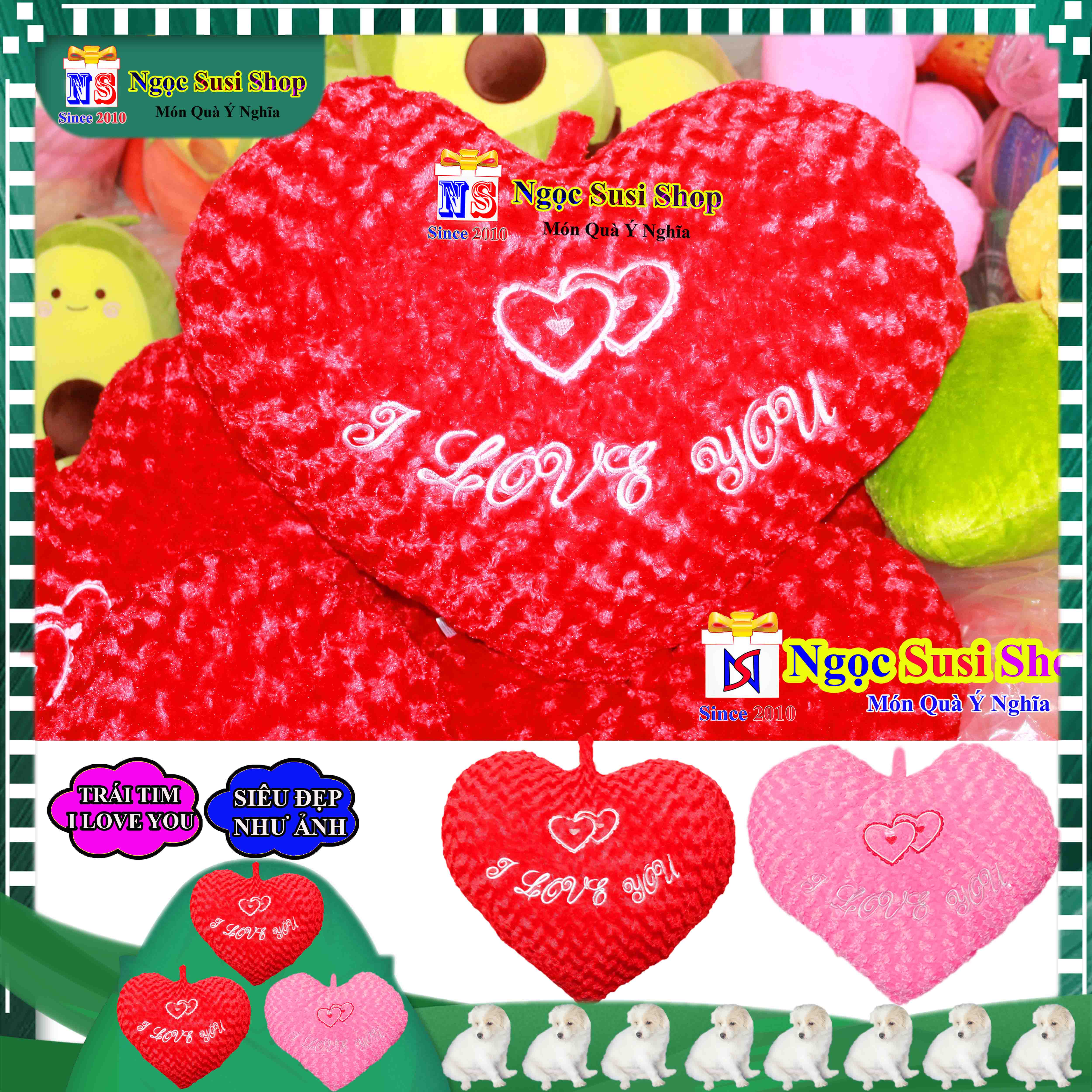 THÚ BÔNG GỐI TRÁI TIM I LOVE YOU SIÊU ĐẸP ÔM NGỦ QUÀ TẶNG - GỐI ÔM TRÁI TIM CAO CẤP