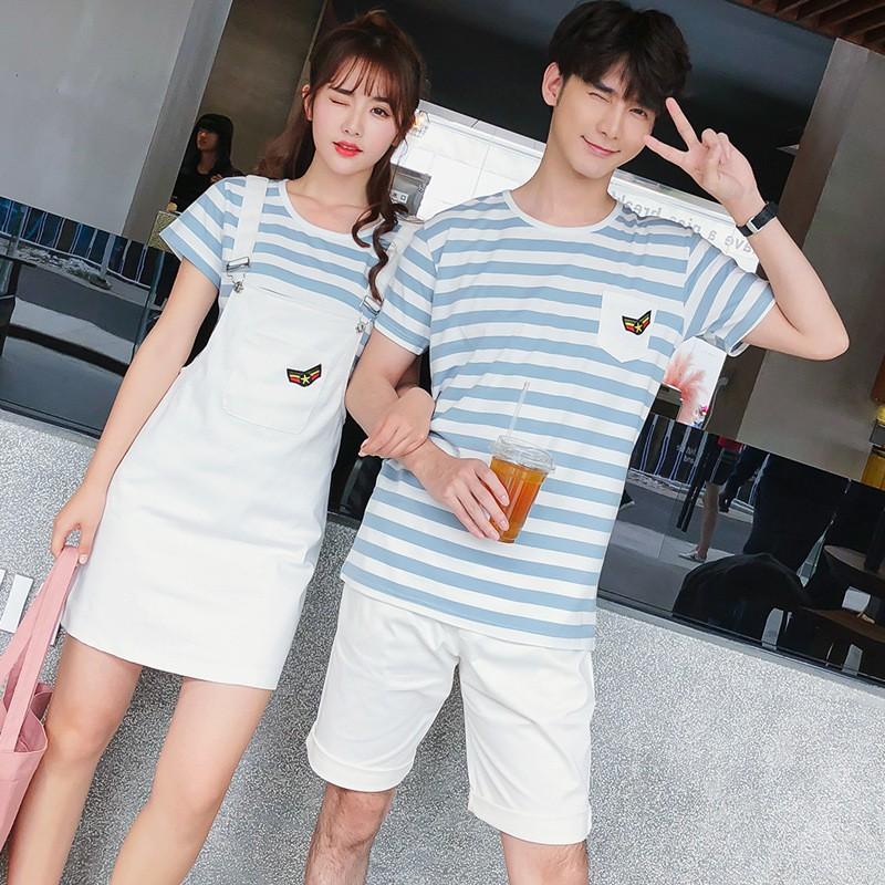 Áo đôi FREESHIP set đồ đôi váy yếm, quần kaki cao cấp nam nữ COUPLE AV198