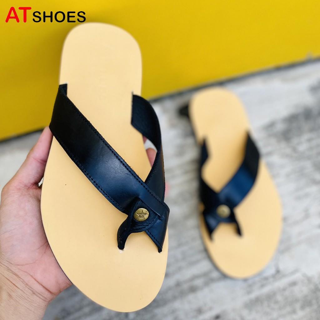 Dép Sandal Xỏ Ngón Dép Quai Chéo Da Bò Thật Không Thấm Nước Phù Hợp Mọi Lứa Tuổi XDXN22 (Đen - Nâu